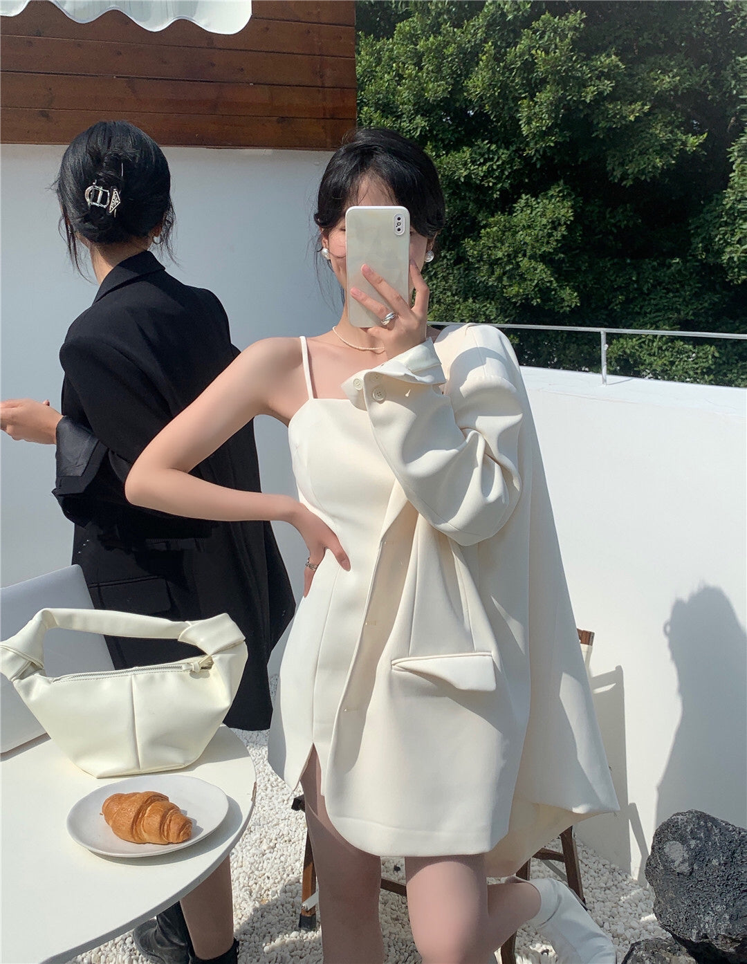 【F60139】氣質西裝寬鬆外套+內搭西裝吊帶洋裝(分開下單) 250212