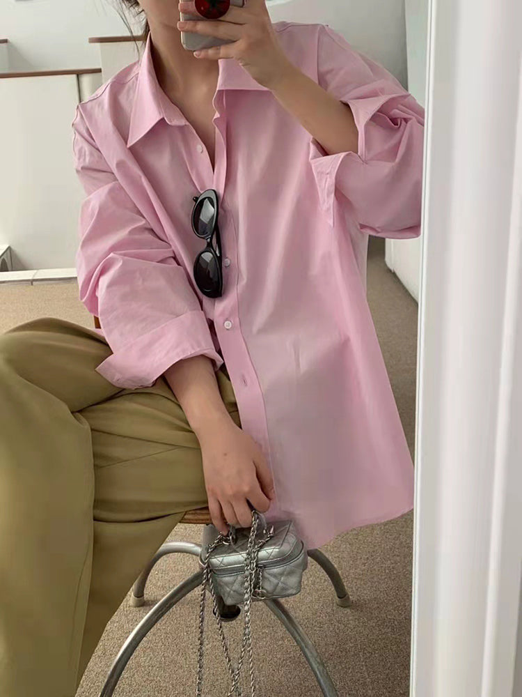 【F01106】早春高級感寬鬆條紋襯衫250106