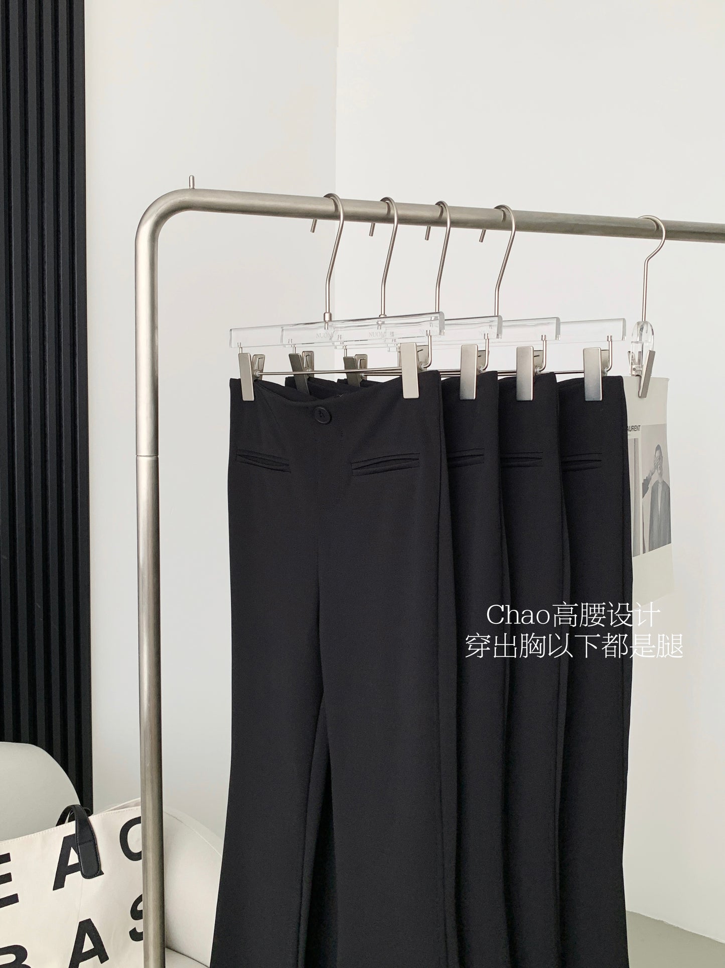 【F60172】實拍S~XL早春超顯瘦高腰黑色微喇叭褲/加絨款(微彈,後開隱形拉鍊)250218