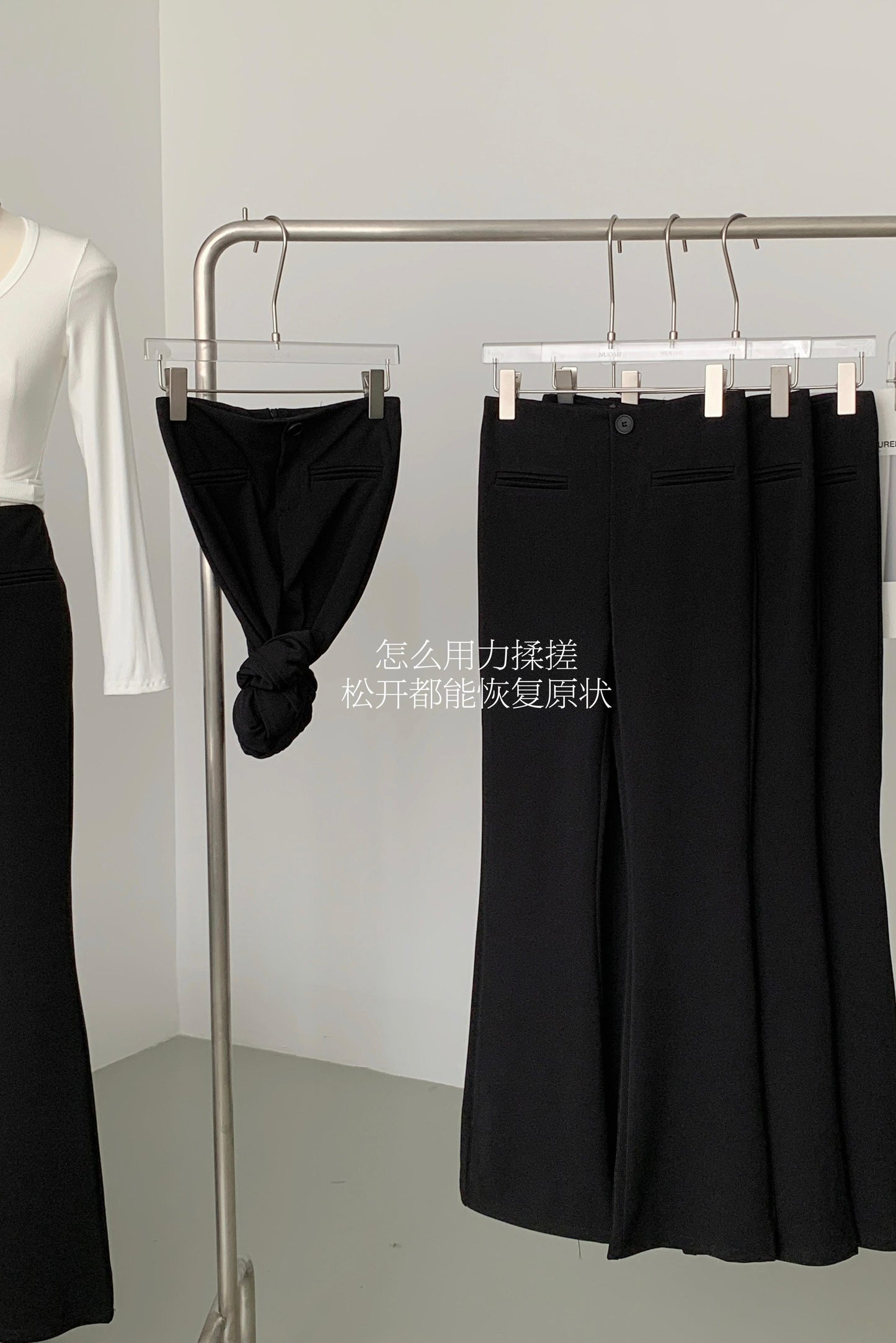 【F60172】實拍S~XL早春超顯瘦高腰黑色微喇叭褲/加絨款(微彈,後開隱形拉鍊)250218
