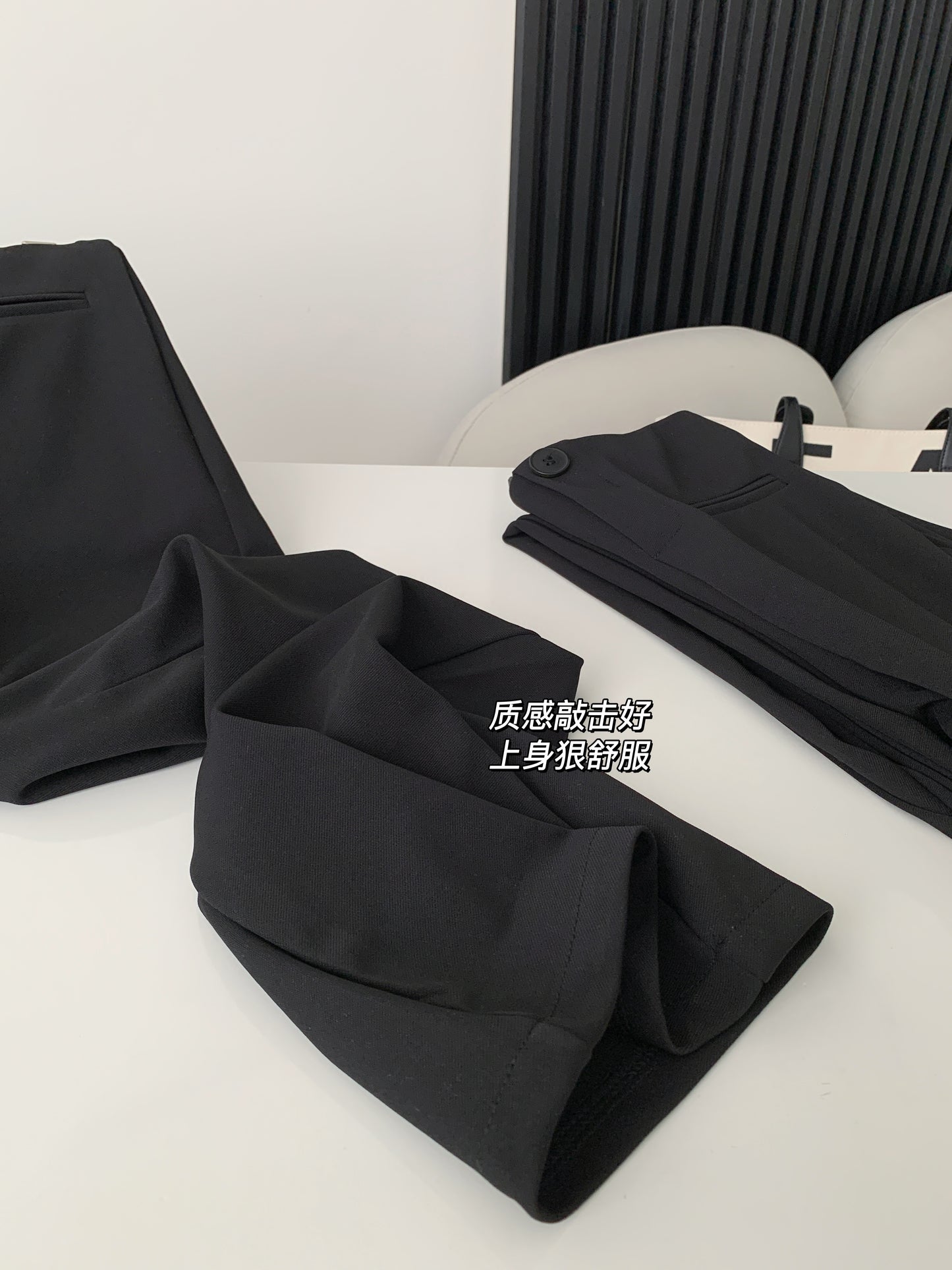 【F60172】實拍S~XL早春超顯瘦高腰黑色微喇叭褲/加絨款(微彈,後開隱形拉鍊)250218