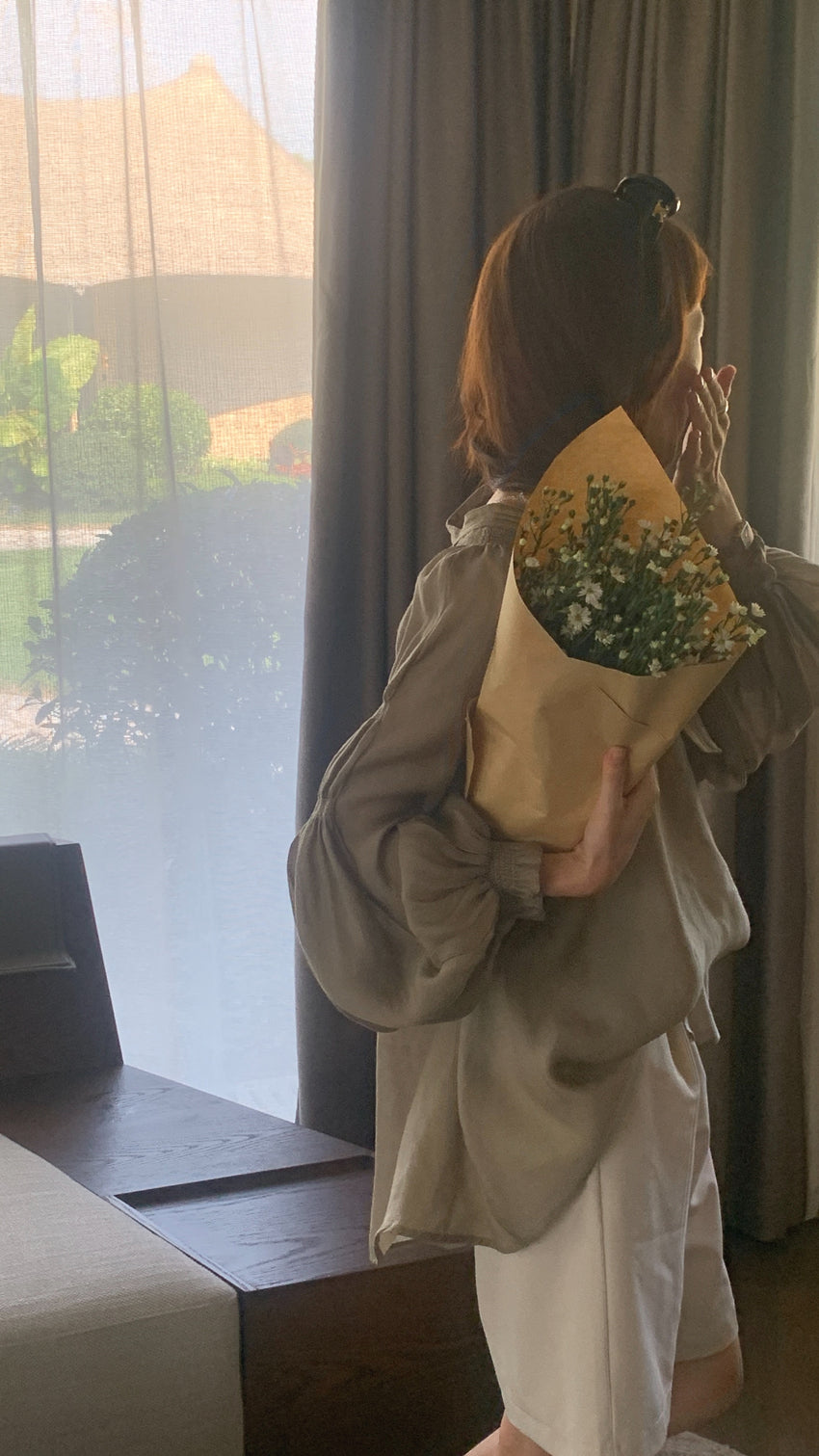 【F60105】實拍法式仙氣飄帶褶皺長袖襯衫250212