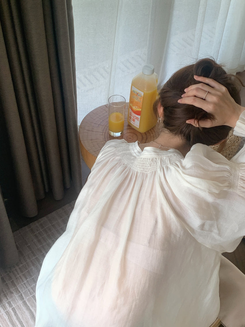【F60105】實拍法式仙氣飄帶褶皺長袖襯衫250212