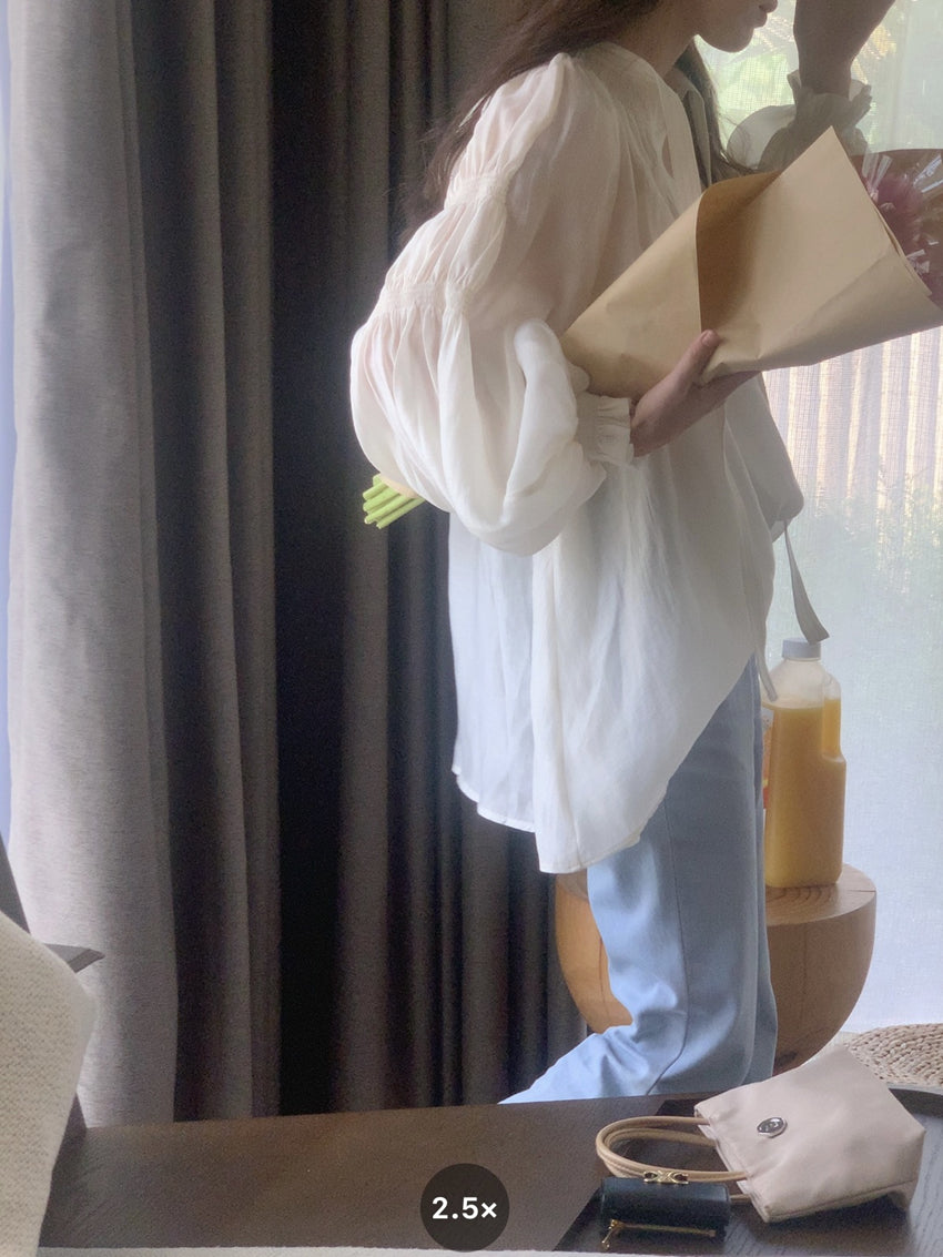 【F60105】實拍法式仙氣飄帶褶皺長袖襯衫250212
