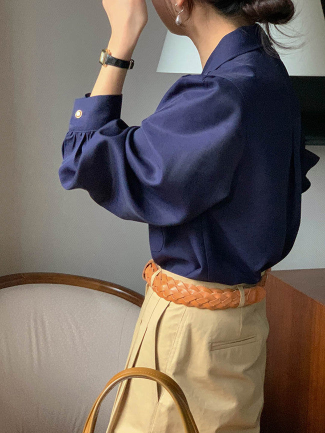 【F01215】春秋新款法式復古氣質優雅襯衫250113