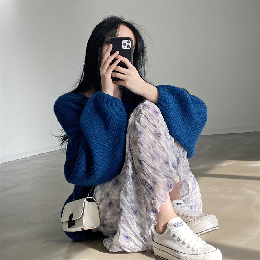 【F032285】韓國夏季時尚個性水墨印花褶皺吊帶洋裝250311