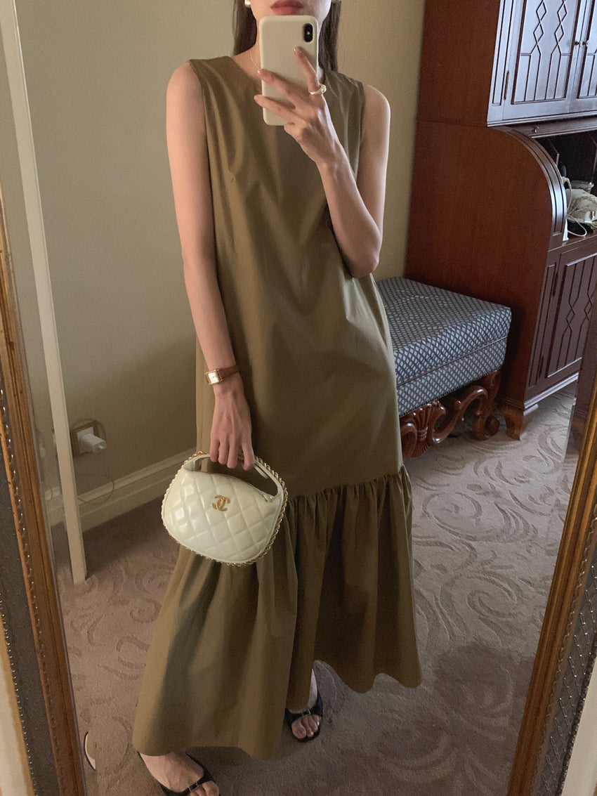 【F60321】實拍法式優雅復古寬鬆露背洋裝250408