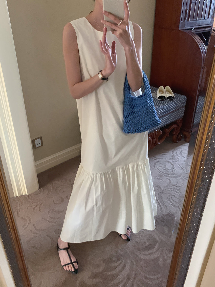 【F60321】實拍法式優雅復古寬鬆露背洋裝250408