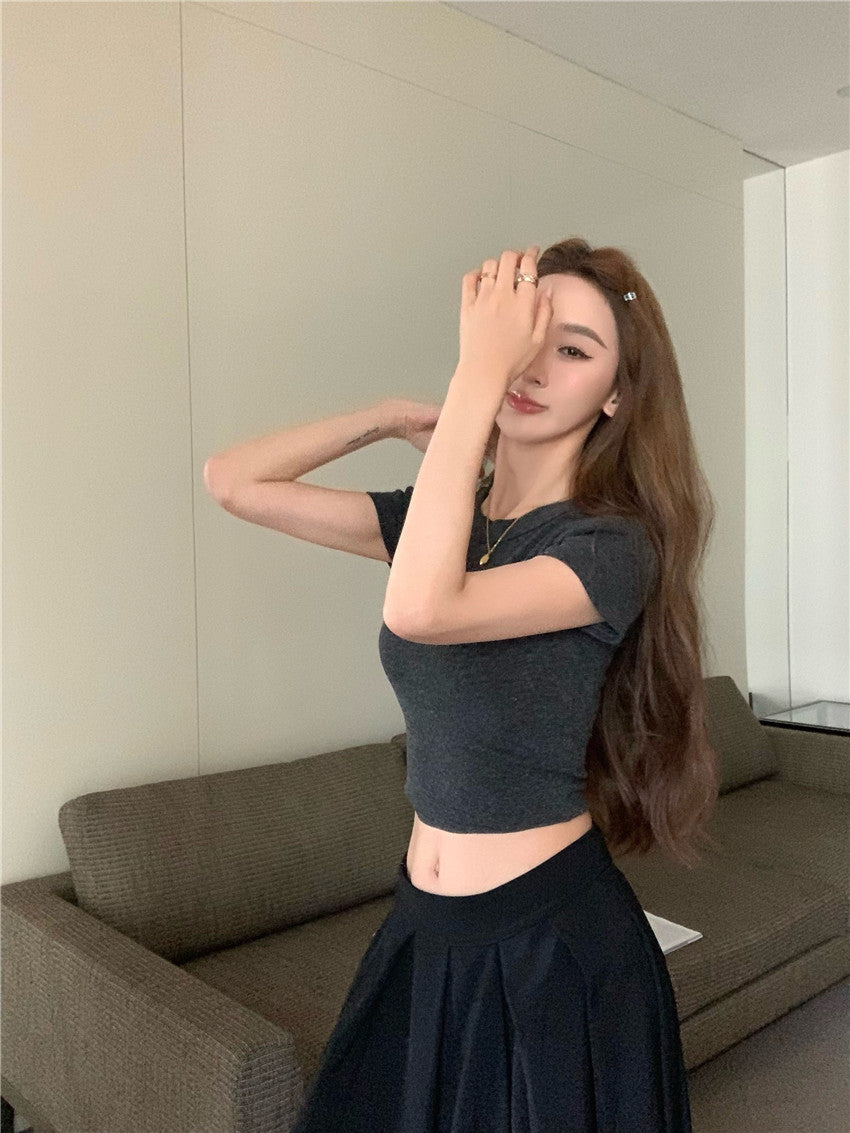 【F60330】實拍復古美式超百搭短版T恤250408