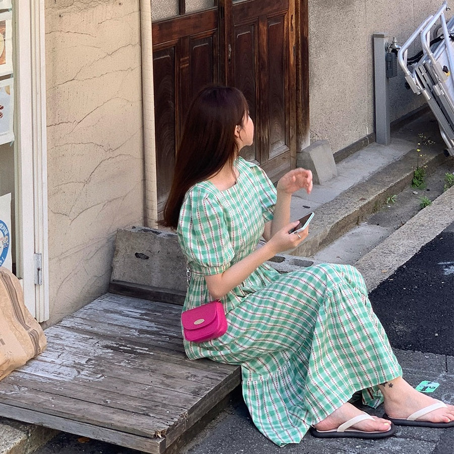 【F032286】韓國東大門温柔復古寬鬆綁帶長洋裝250311