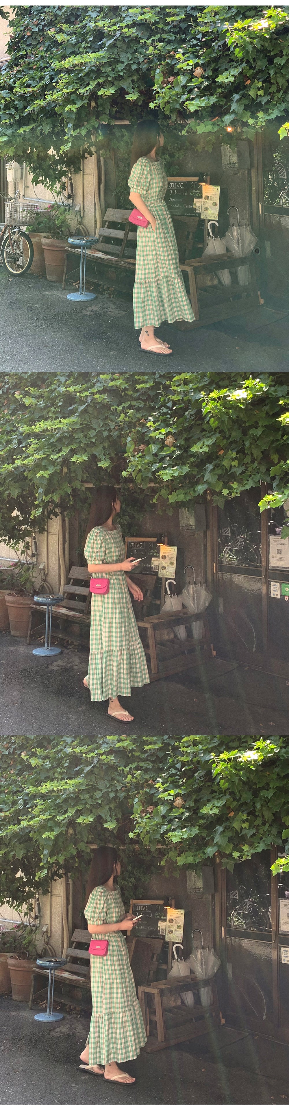 【F032286】韓國東大門温柔復古寬鬆綁帶長洋裝250311