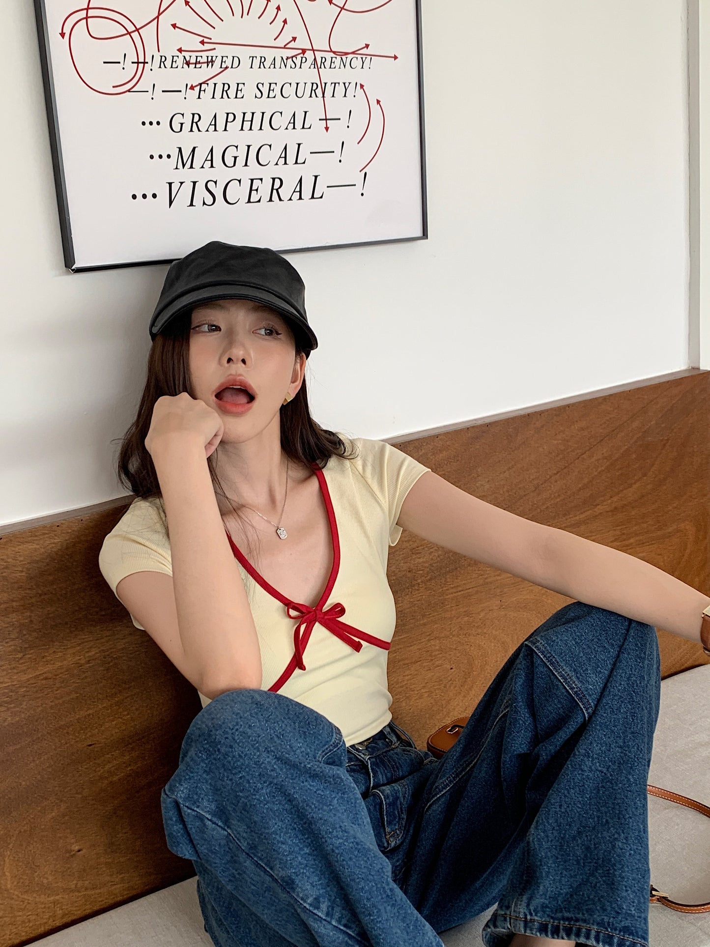 【F034268】實拍法式風格彈性針織衫250325