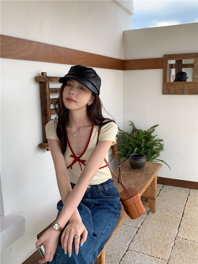 【F034268】實拍法式風格彈性針織衫250325