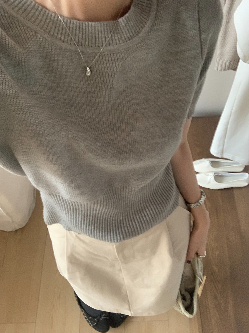 【F60133】實拍春天好手感圓領短袖針織衫250212