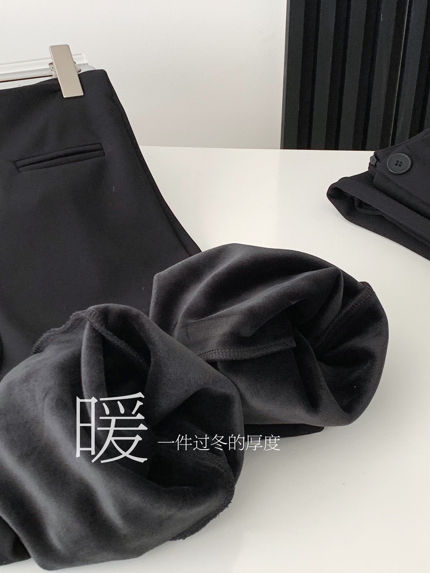 【F60172】實拍S~XL早春超顯瘦高腰黑色微喇叭褲/加絨款(微彈,後開隱形拉鍊)250218