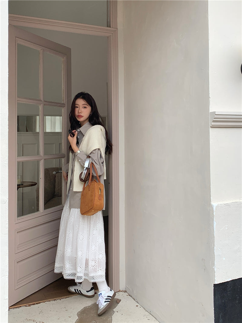 【F034264】實拍韓版氣質簡約雙口袋襯衫250325