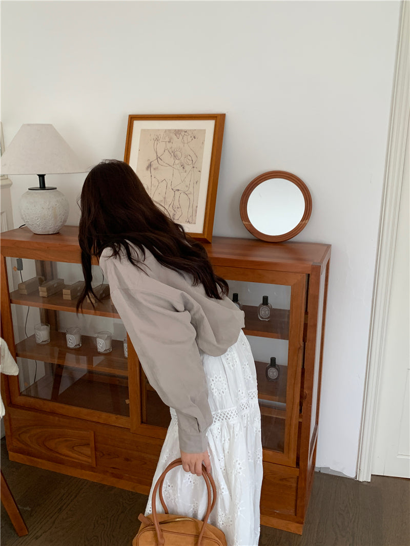 【F034264】實拍韓版氣質簡約雙口袋襯衫250325
