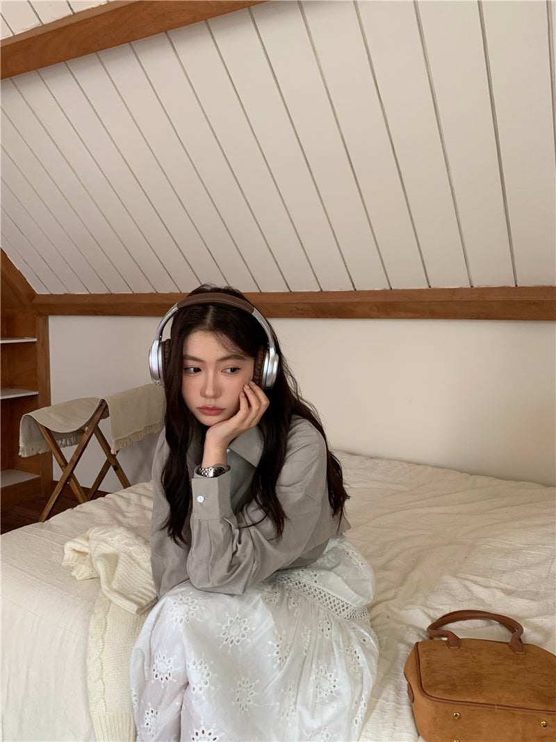 【F034264】實拍韓版氣質簡約雙口袋襯衫250325