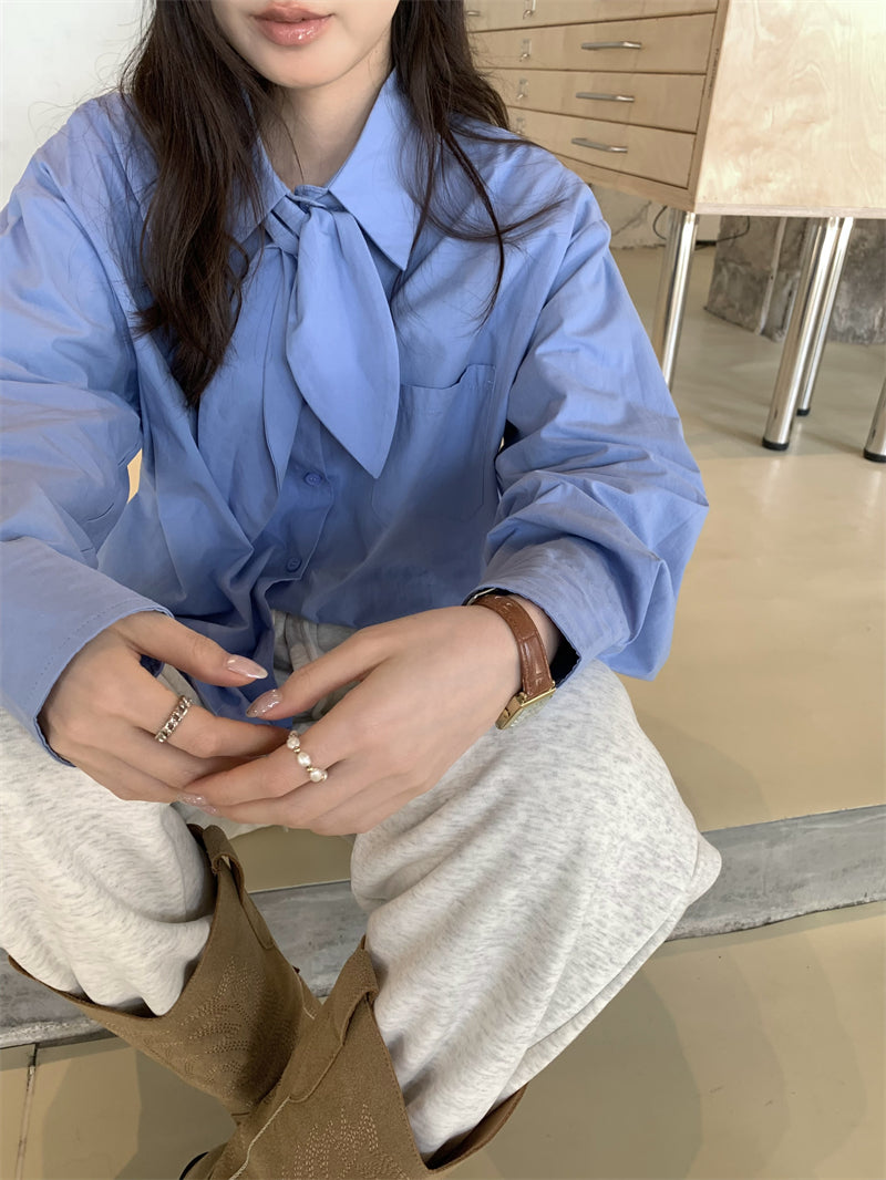 【F01223】實拍2025春季新款復古純棉襯衫送領結+毛呢背心裙(分開下單)250113