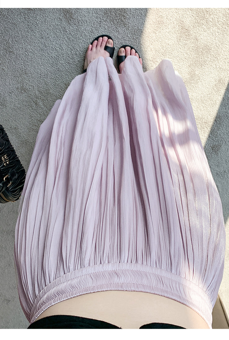 【F60462】實拍S~XL夏季氣質琉璃紗顯瘦闊腿裙褲250609