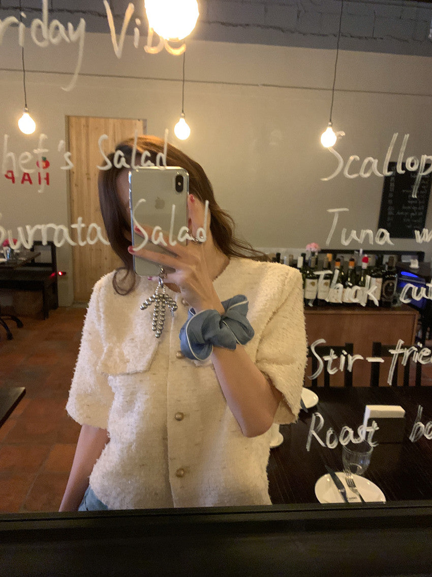 【F034291】實拍春夏温柔粗花呢編織小香外套250325