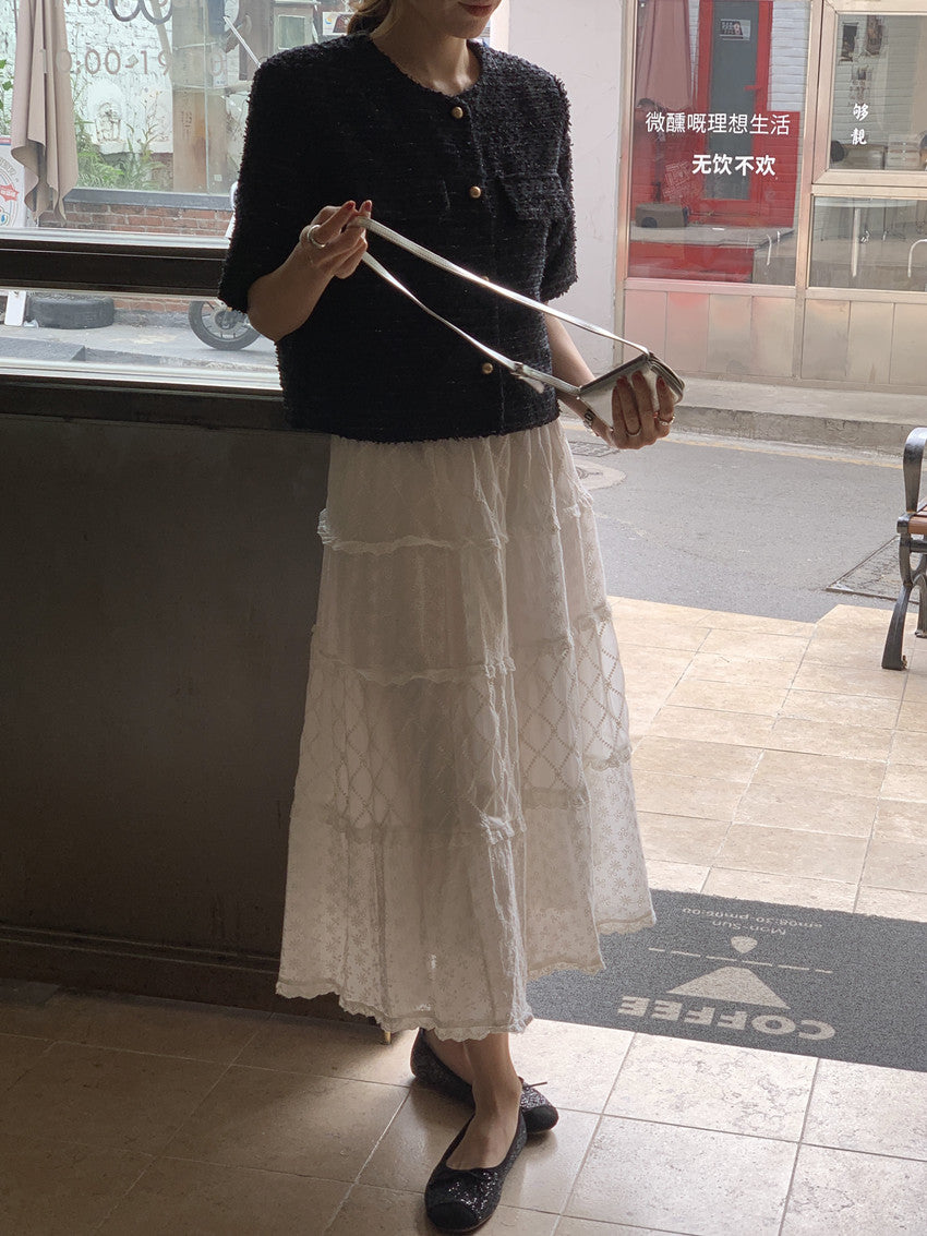 【F034291】實拍春夏温柔粗花呢編織小香外套250325