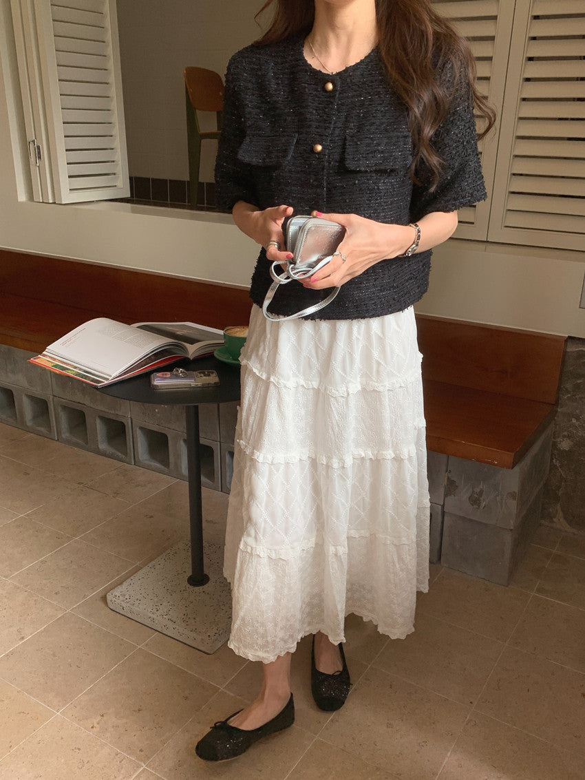 【F034291】實拍春夏温柔粗花呢編織小香外套250325