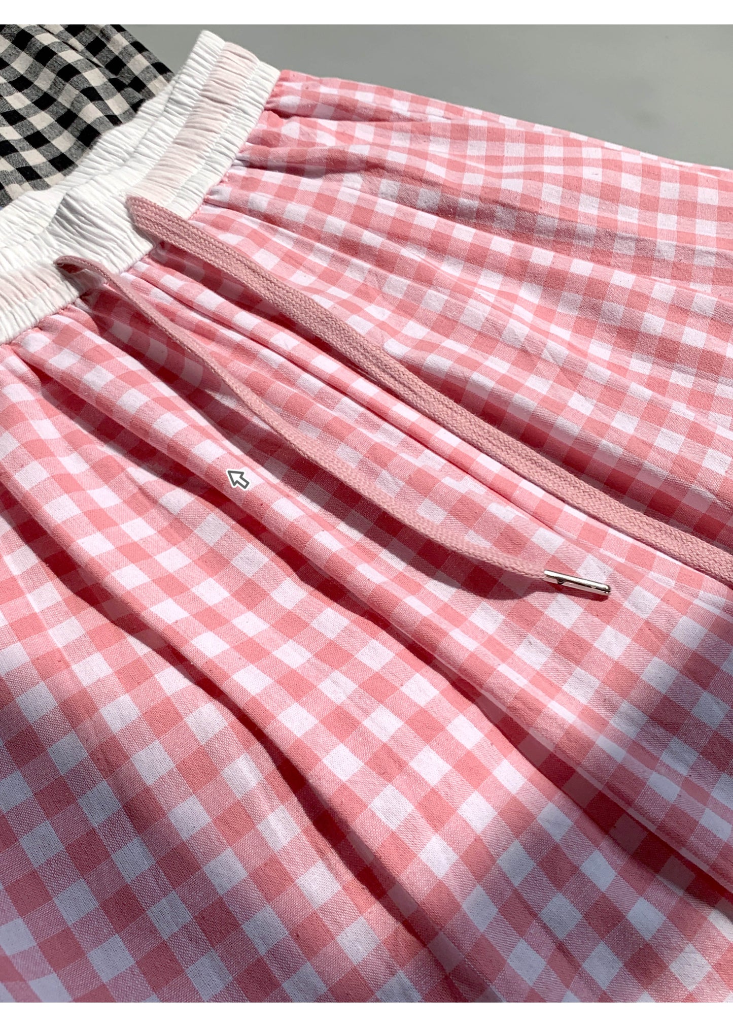 【F60158】實拍夏季日系休閒高腰格子薄款闊腿褲250218