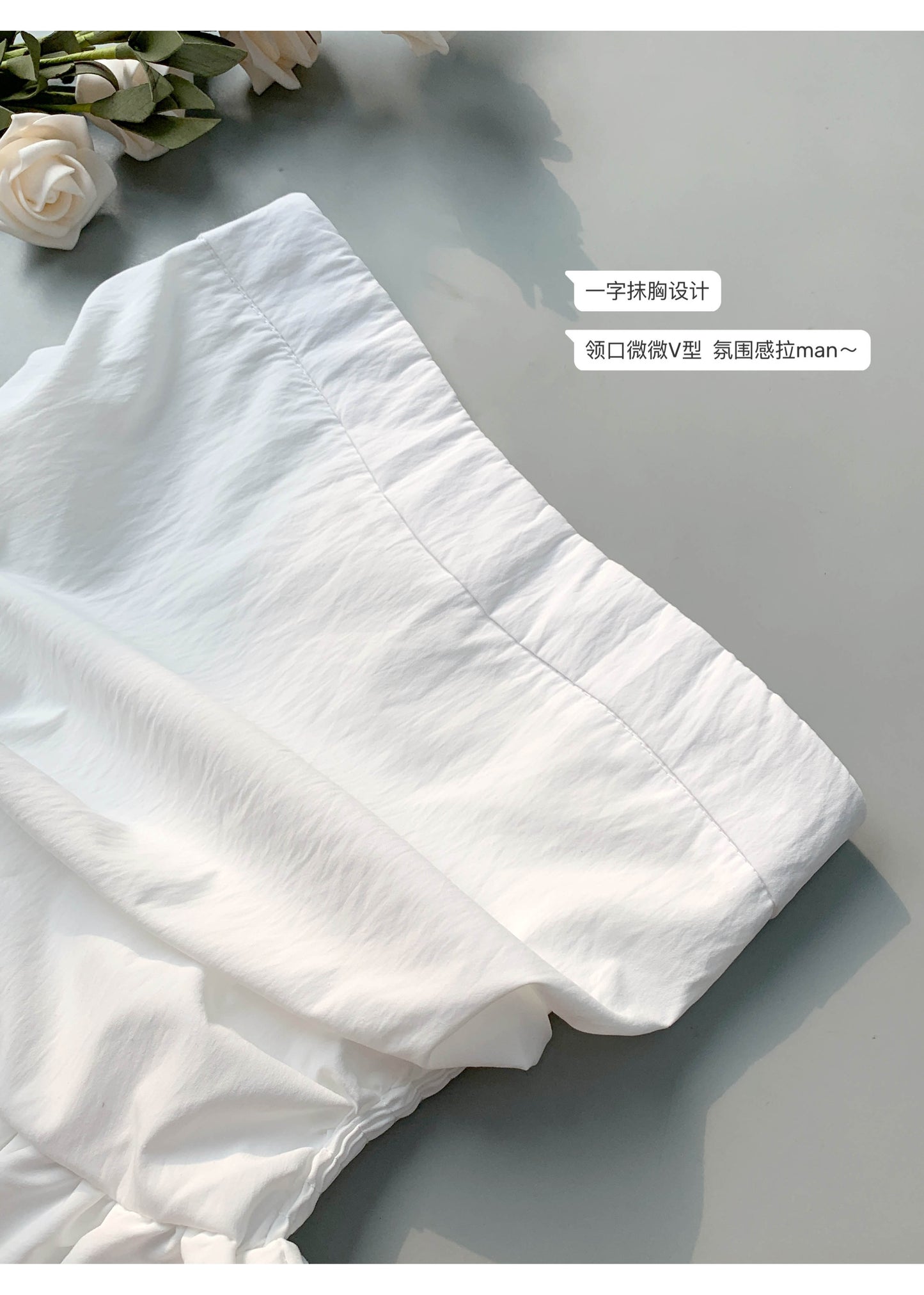 【F60157】實拍早春平口後背鬆緊花苞上衣250218