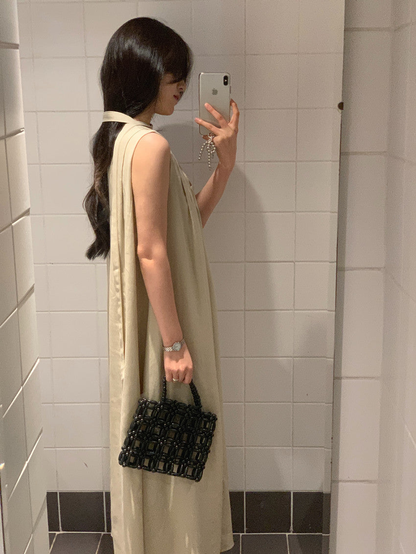 【F60318】實拍温柔甜美寬鬆繫帶背心洋裝250408