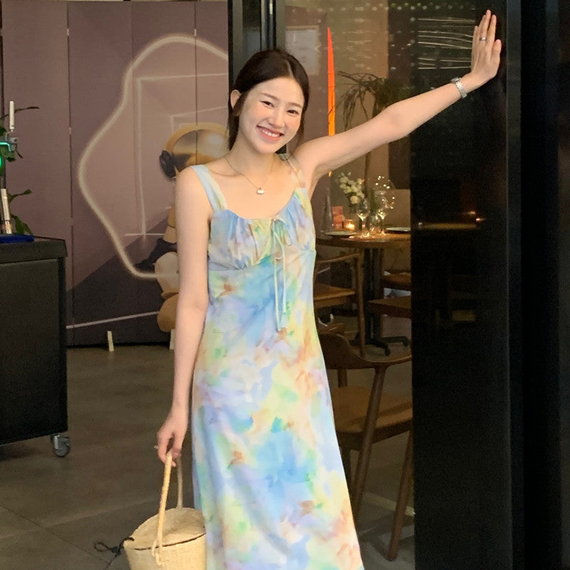【F60427】實拍法式温柔復古碎花雪紡洋裝250609
