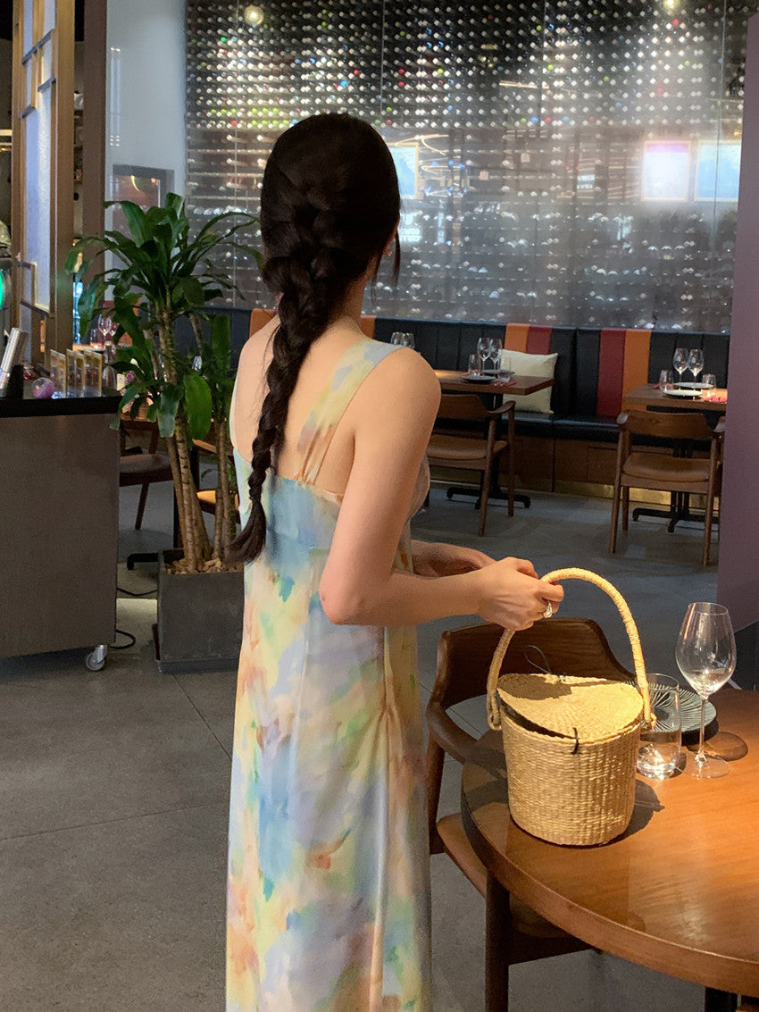 【F60427】實拍法式温柔復古碎花雪紡洋裝250609