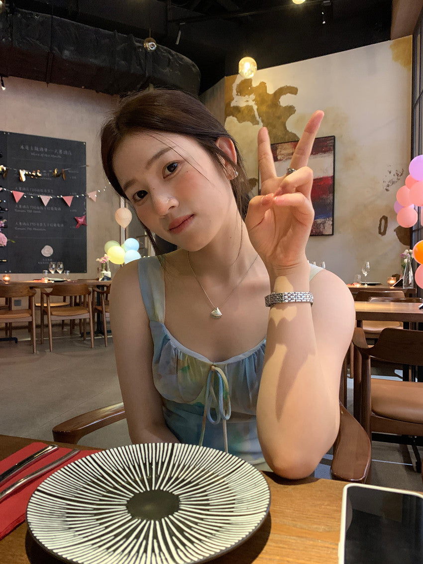【F60427】實拍法式温柔復古碎花雪紡洋裝250609