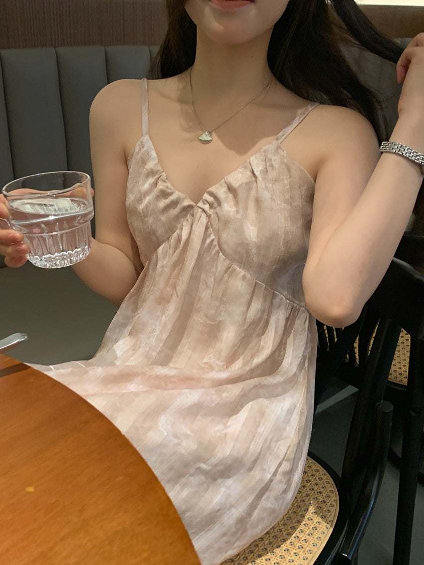 【F60428】實拍復古慵懶度假碎花雪紡長洋裝250609