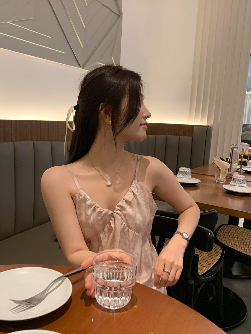 【F60428】實拍復古慵懶度假碎花雪紡長洋裝250609