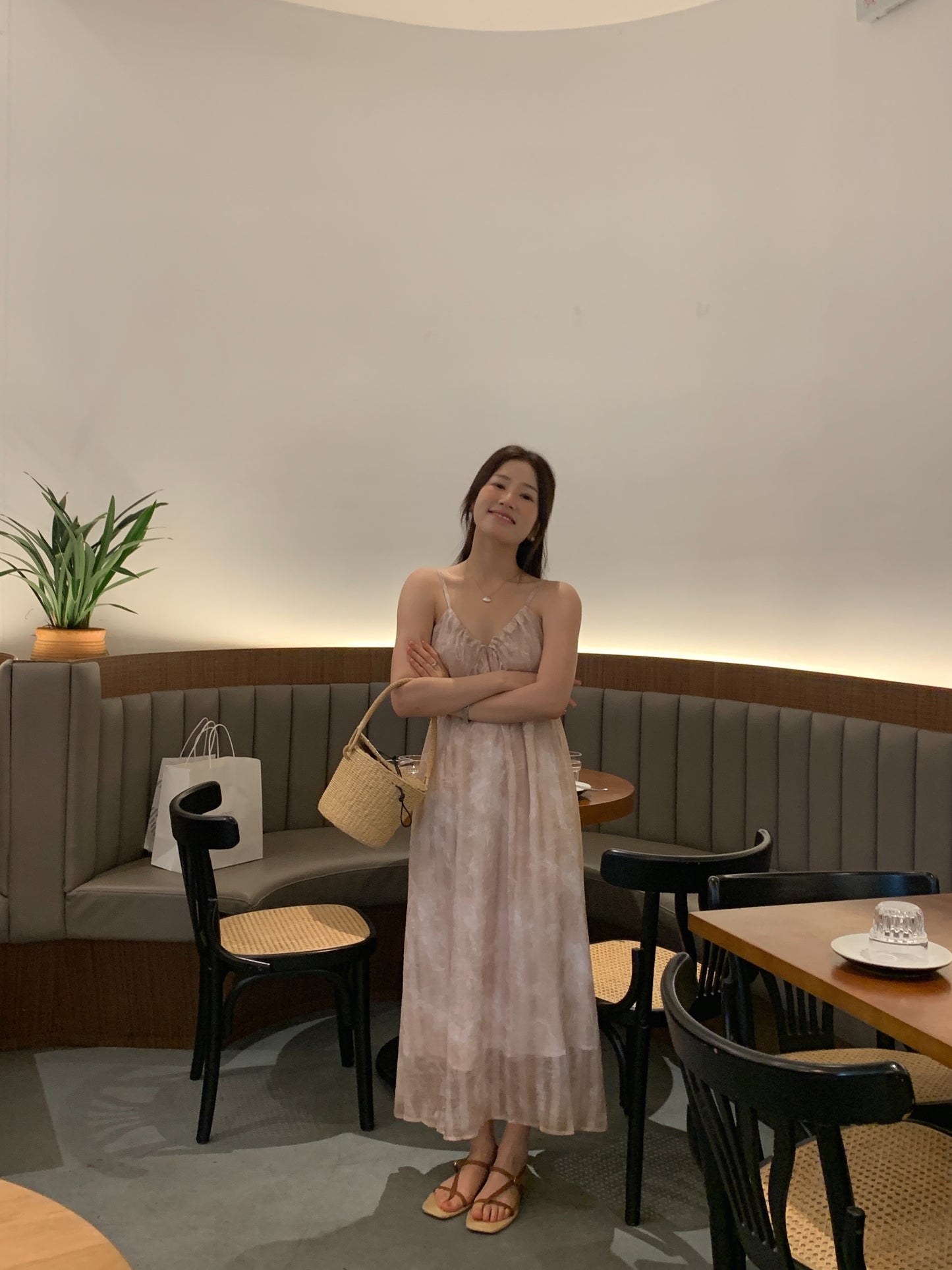 【F60428】實拍復古慵懶度假碎花雪紡長洋裝250609