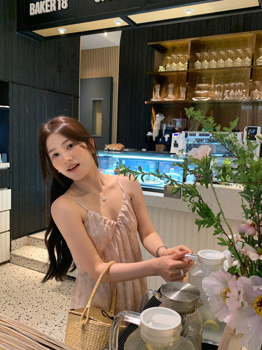 【F60428】實拍復古慵懶度假碎花雪紡長洋裝250609