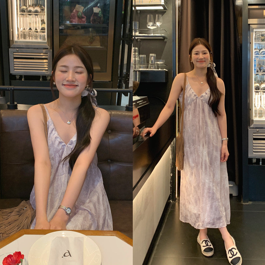 【F60428】實拍復古慵懶度假碎花雪紡長洋裝250609