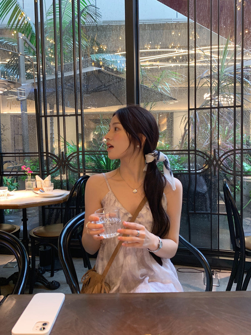 【F60428】實拍復古慵懶度假碎花雪紡長洋裝250609