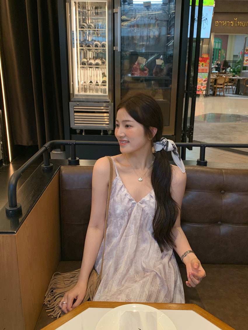 【F60428】實拍復古慵懶度假碎花雪紡長洋裝250609