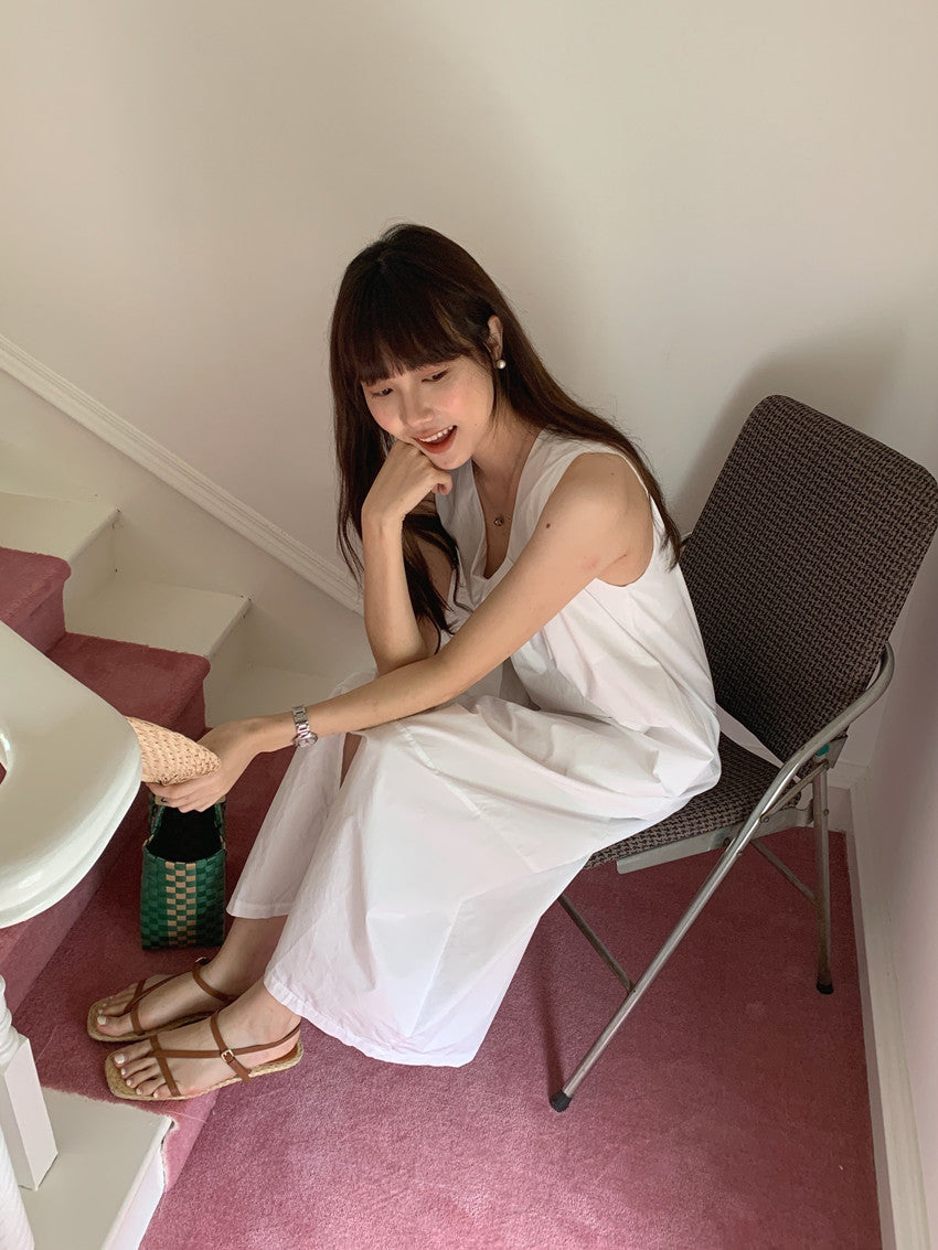 【F60322】實拍日系簡約前後兩穿開叉洋裝250408
