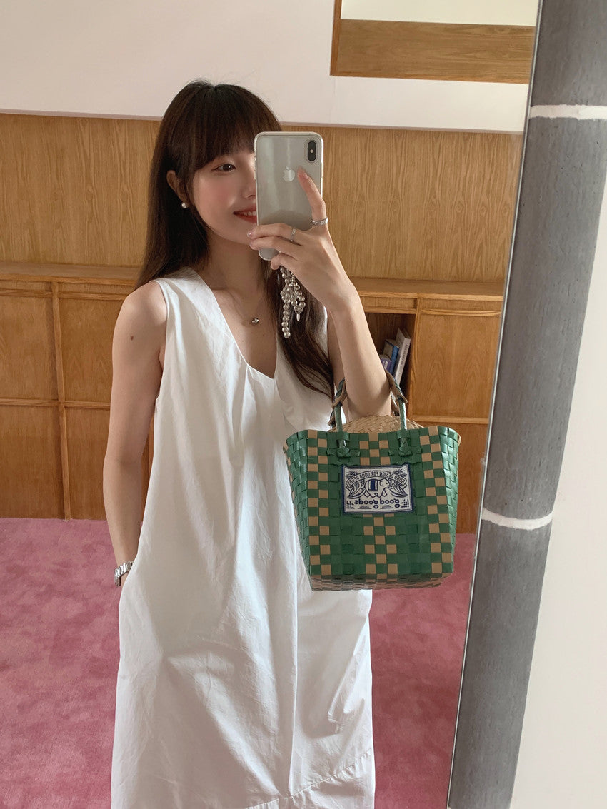 【F60322】實拍日系簡約前後兩穿開叉洋裝250408