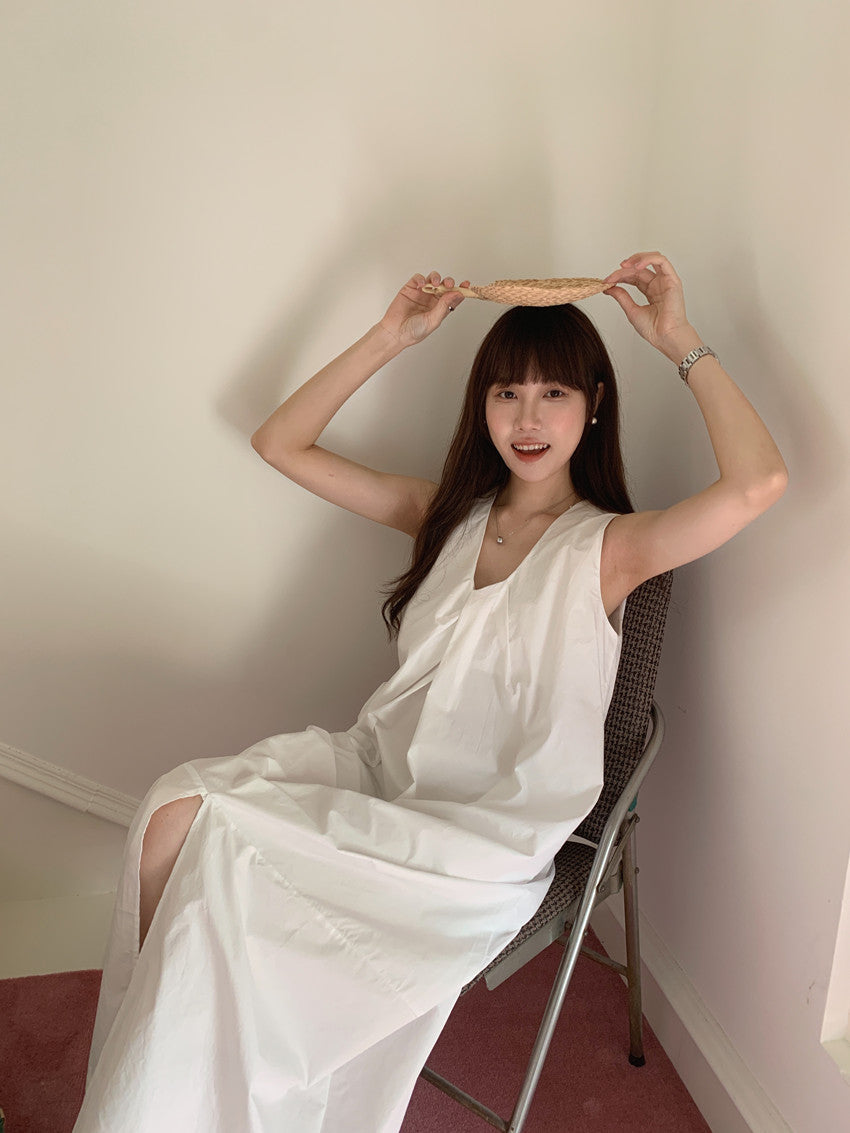 【F60322】實拍日系簡約前後兩穿開叉洋裝250408