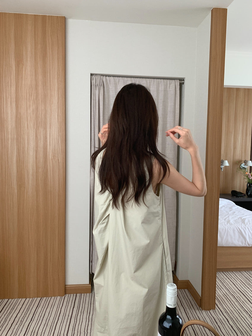 【F60322】實拍日系簡約前後兩穿開叉洋裝250408