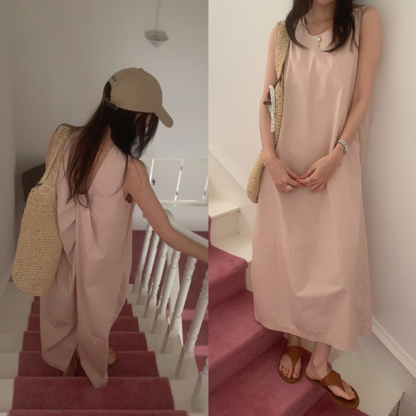 【F60322】實拍日系簡約前後兩穿開叉洋裝250408