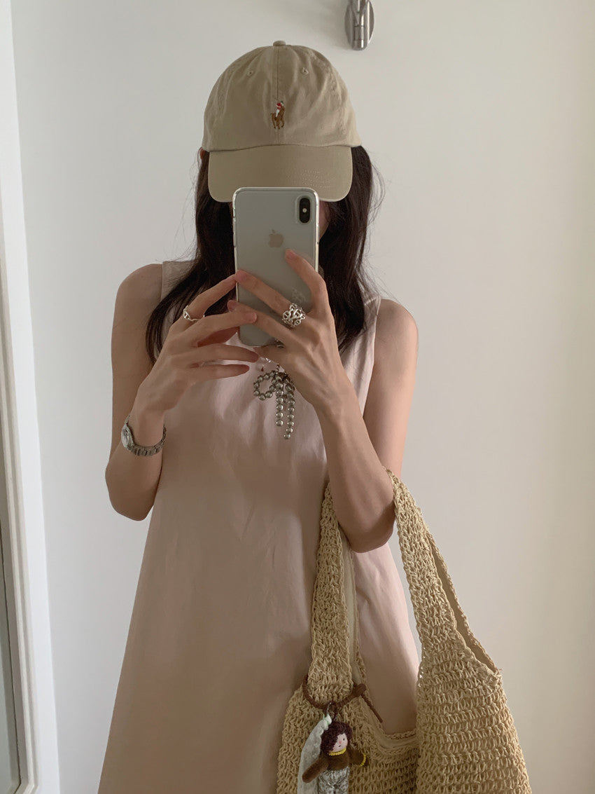 【F60322】實拍日系簡約前後兩穿開叉洋裝250408