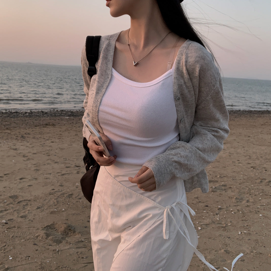 【F032287】韓國小眾設計款裹身圍裙假兩件休閒褲(後鬆緊腰)250311