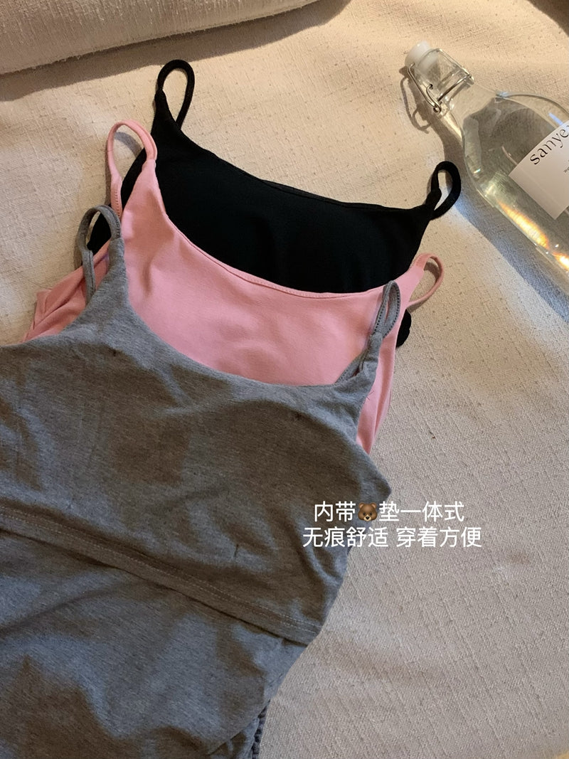 【F60439】實拍夏甜美辣妹打褶收腰顯瘦吊帶洋裝(含胸墊)250609