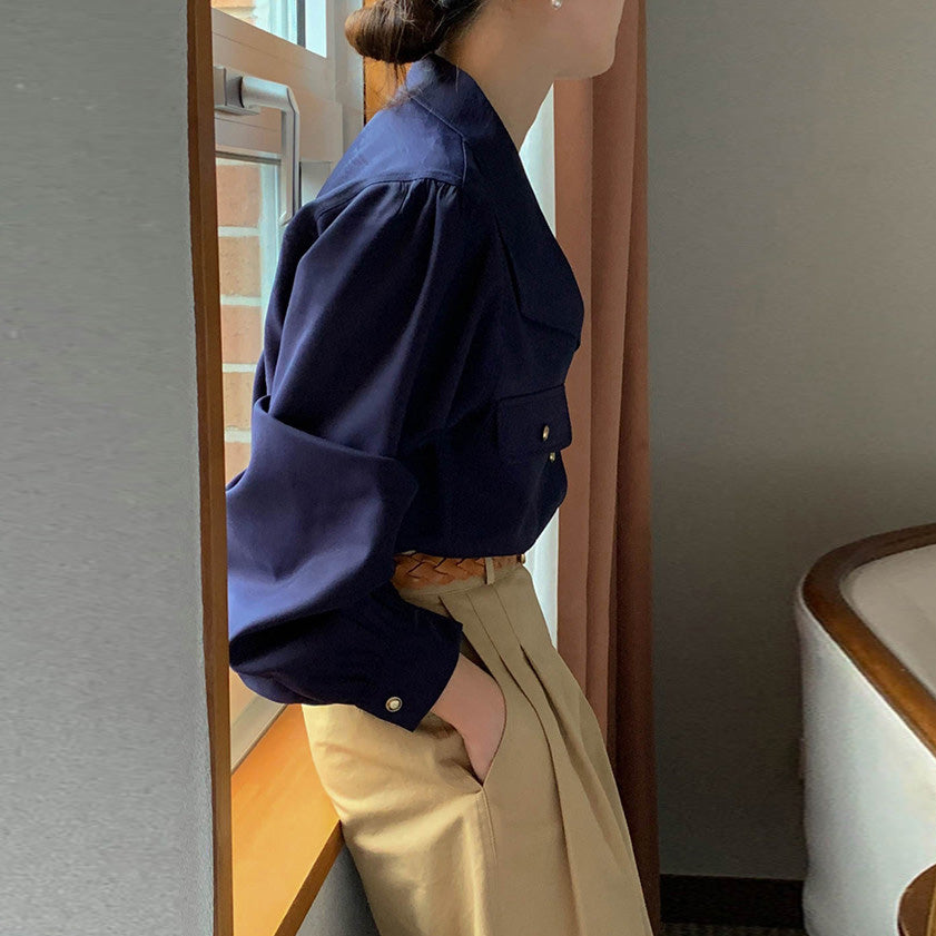 【F01215】春秋新款法式復古氣質優雅襯衫250113