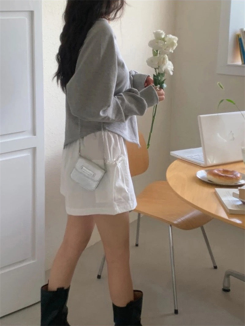 【F01218】早春韓版氣質設計感露肩不規則休閒衞衣250113